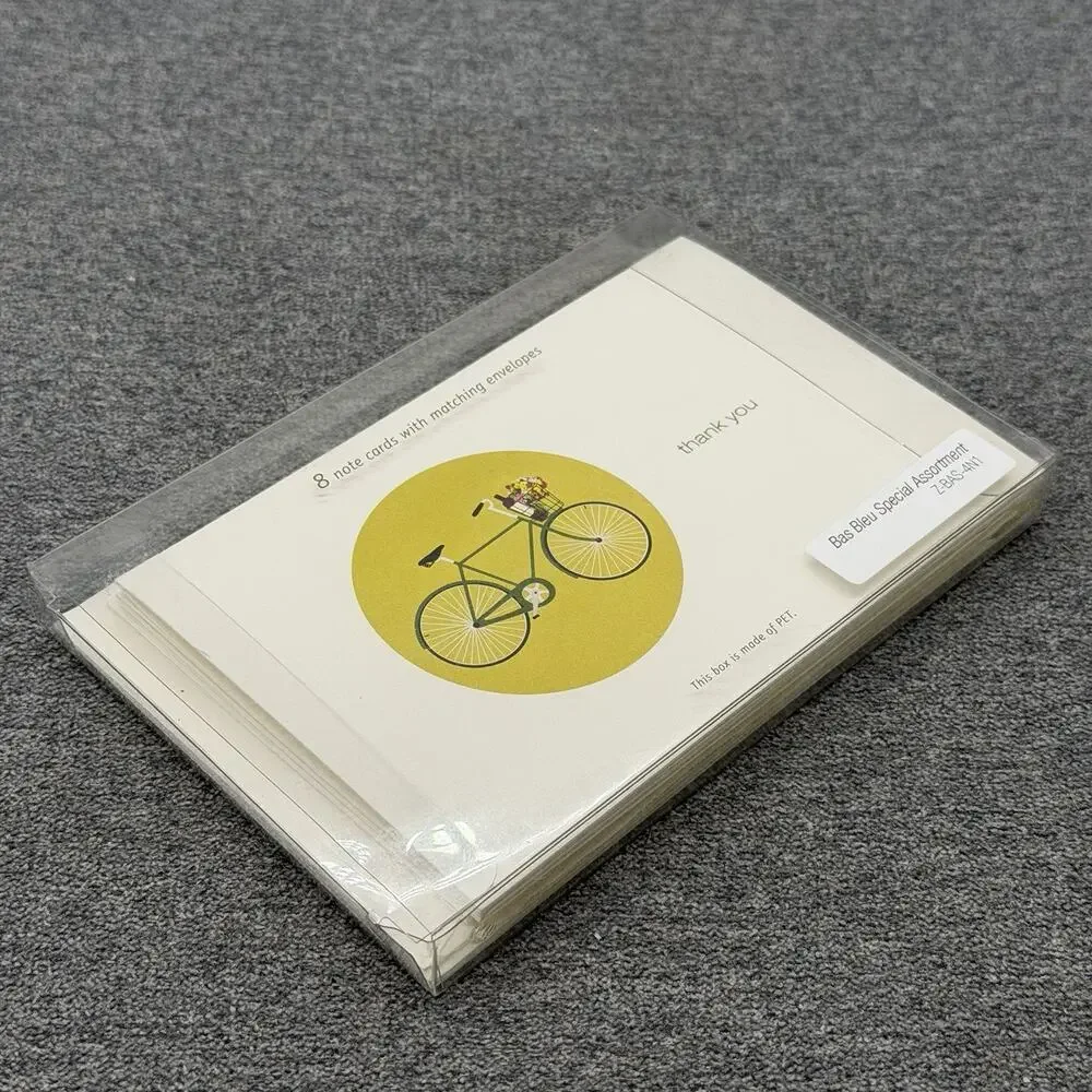 Bas Bleu Thank You Cards 4pc Set w/ Envelopes Bicycle Drums Thick Cardstock